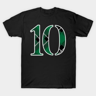 10 Sports Jersey Number Green Black Flannel T-Shirt